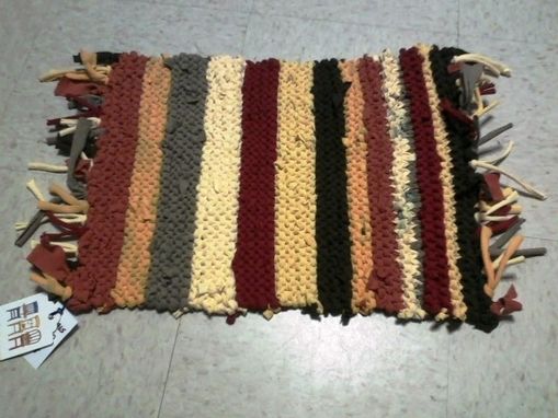 Custom Made Upcycled Handknit T-Shirt Scatter Rug