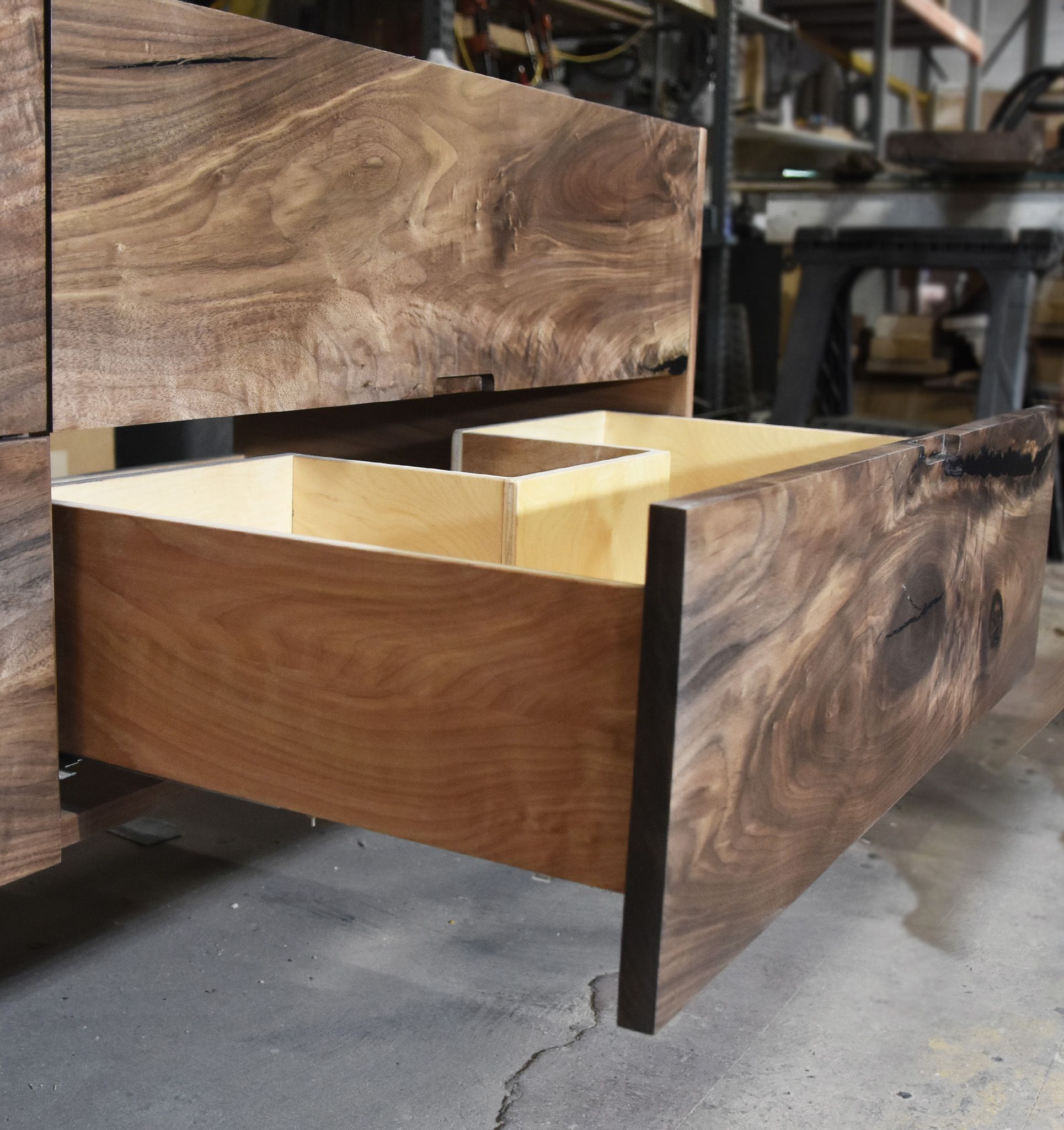 Custom Free Standing Walnut Bath Vanity by Chicago Makers Studio