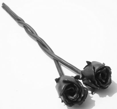 Custom Made Forever Love Unity Entwined Rose Buds Wedding Gift Forged Iron Flower Steel 6th Anniversary Gift