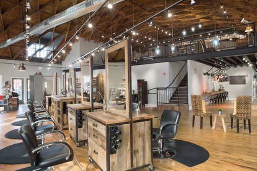 Custom Made Reclaimed Barn Wood Industrial Salon Stations