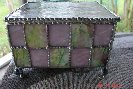 Custom Made Unique Stained Glass Spring Colored Footed Jewelry Box