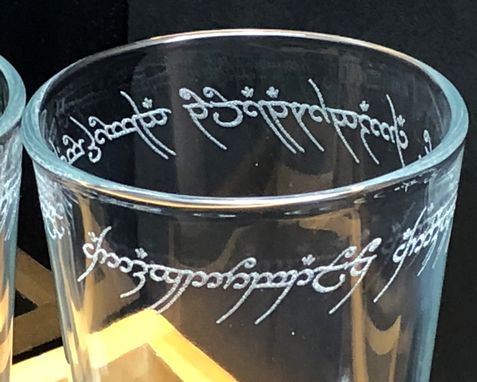 Custom Made Elvish Glasses | Rings Themed Wedding | Wedding Pint Glasses | Pint Glasses
