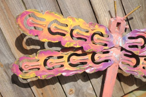 Custom Made Whimsical Dragonfly Metal Wall Art Outdoor Sculpture Garden Decor