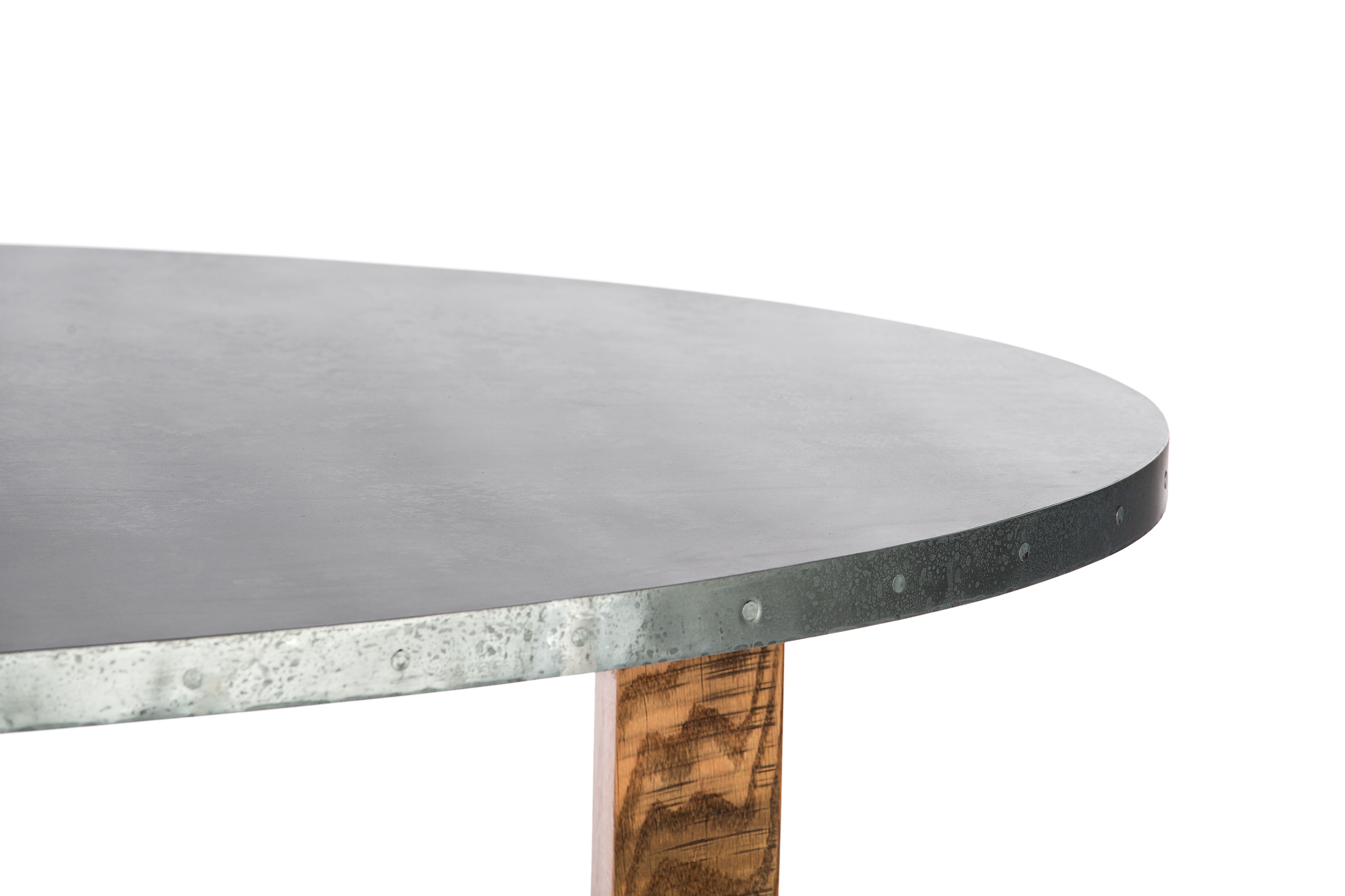 Buy Hand Crafted Zinc Table Zinc Dining Table Winston Oval Zinc Top Table, made to order from