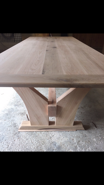 Custom Made Contemporary Trestle Style Oak Table