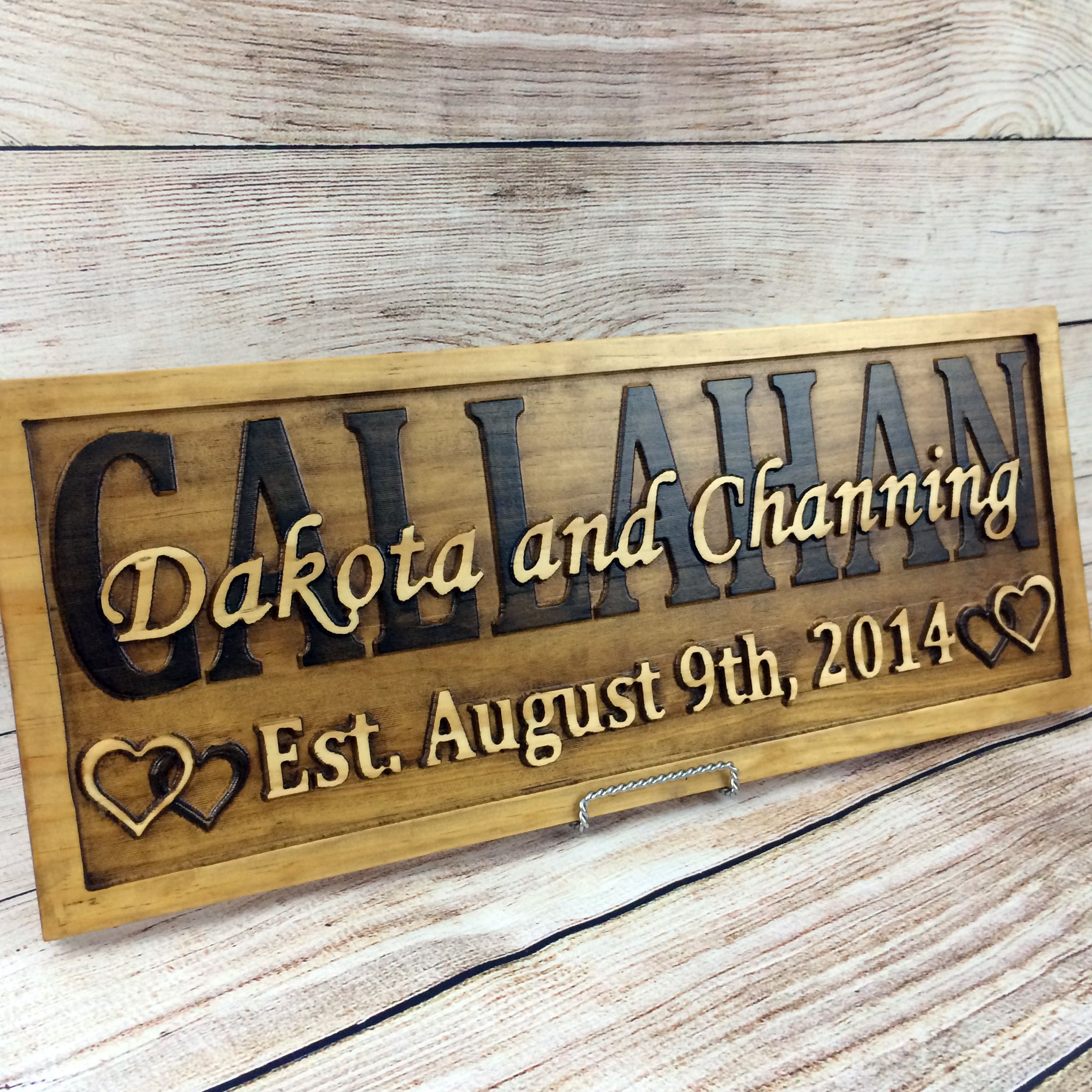 Buy Hand Crafted Last Name Established Sign Family Name Signs Wedding Gift Wood Sign 5 Year