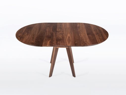 Custom Made Round Extendable Dining Table In Your Choice Of Solid Walnut, Cherry, Mahogany Or Oak Wood, "Sister"