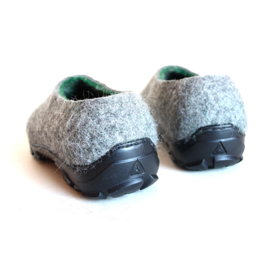 Custom Made Mens Slip On Felted Shoes Gray Greenery