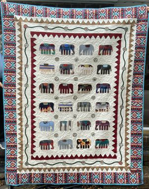 Custom Made Custom "Elephant Walk" Appliqued Quilt
