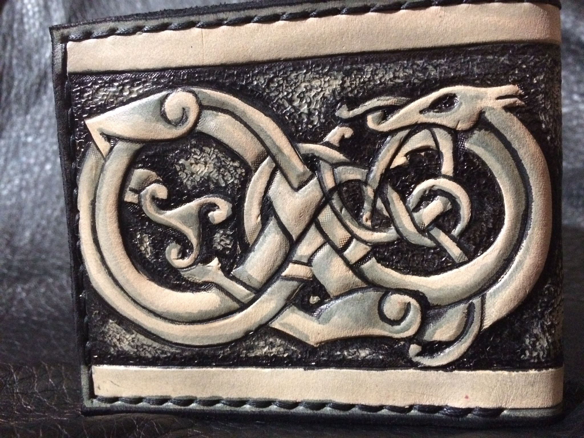 Buy Hand Made Leather Viking Dragon Wallet Leather Bifold, made to