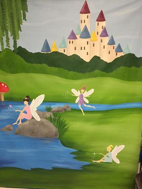 Custom Made Fairy Princess Mural On Canvas 6'Tall By 8'Wide