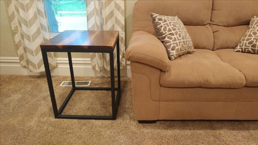 Custom Made Handcrafted Steel And Wood End Table