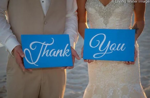 Custom Made Thank You Wedding Signs Blue And White Wedding Decor