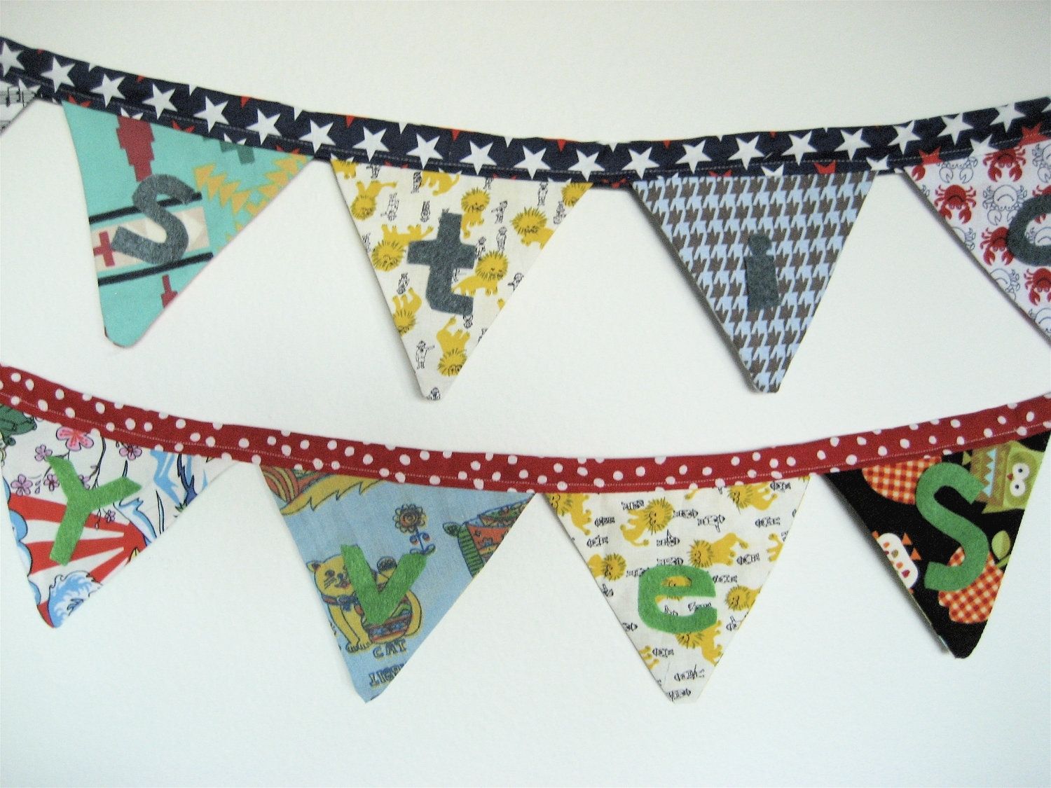 Handmade Two Custom Name Fabric Buntings Nursery Decor Cloth Custom Made Two Name Fabric Buntings Nursery Decor Cloth Pennant Flag Banner For