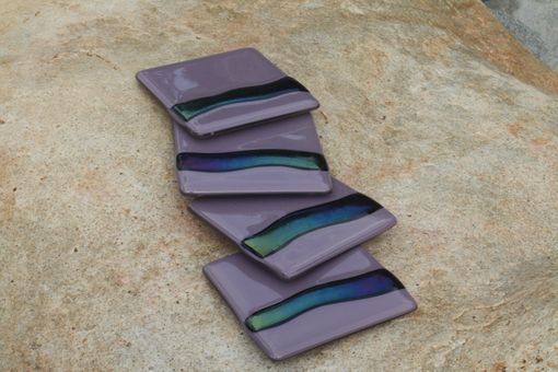 Custom Made Lilac Glass Coasters In Set Of 4