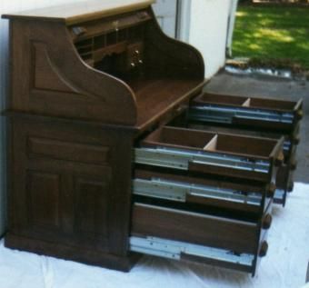 Custom Made Walnut Roll Top Desk, Amish Style, County Classic