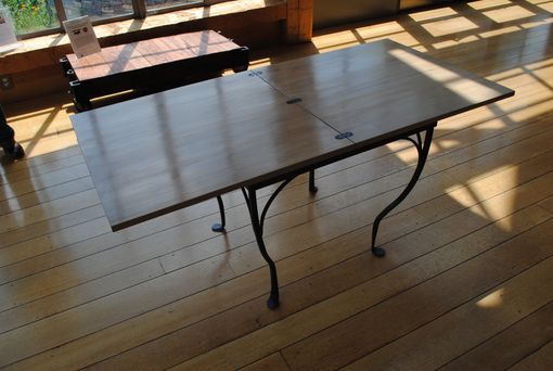 Custom Made Maple Flip Top Forged Iron Table