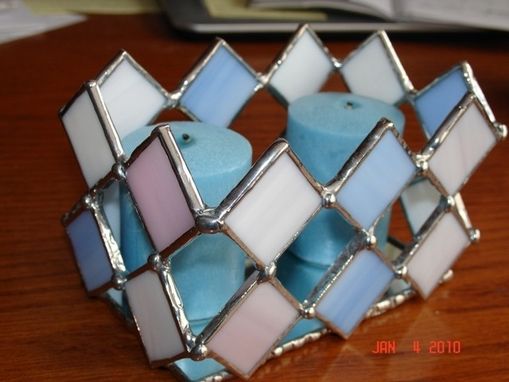 Custom Made Modern Designed Stained Glass Candle Holder