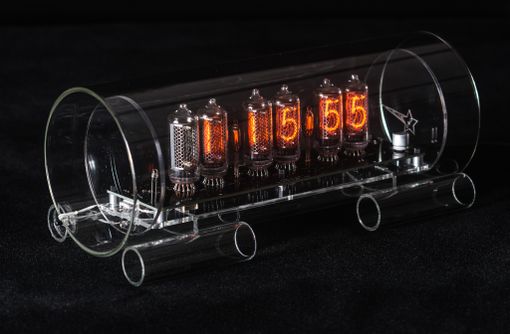 Custom Made Gps Time Sync Nixie Clock In-8-2 With Blue Floor Leds