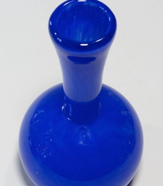 Custom Made Deep Blue Glass Vase Lapis Blue Long Neck