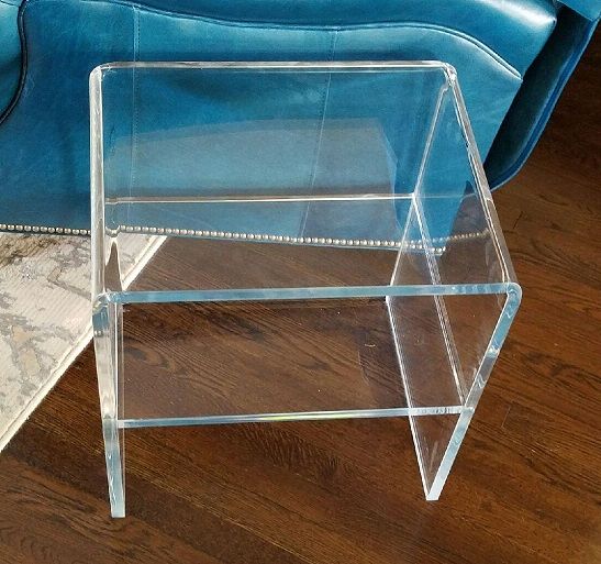 Buy Handmade Acrylic Waterfall Edge Side/End Table With Shelf. Hand Crafted, Custom Made, made