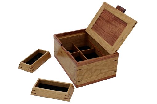 Custom Made Men’S Valet & Watch Box | Solid Figured Cherry Wood & Bubinga