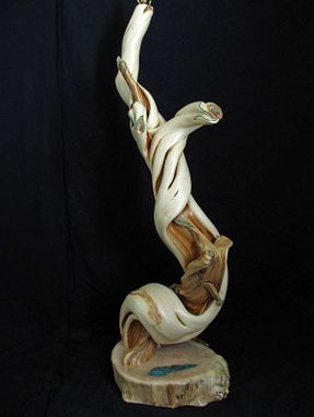 Custom Made Floor Lamp Twisted Juniper Wood With Malachite Inlay