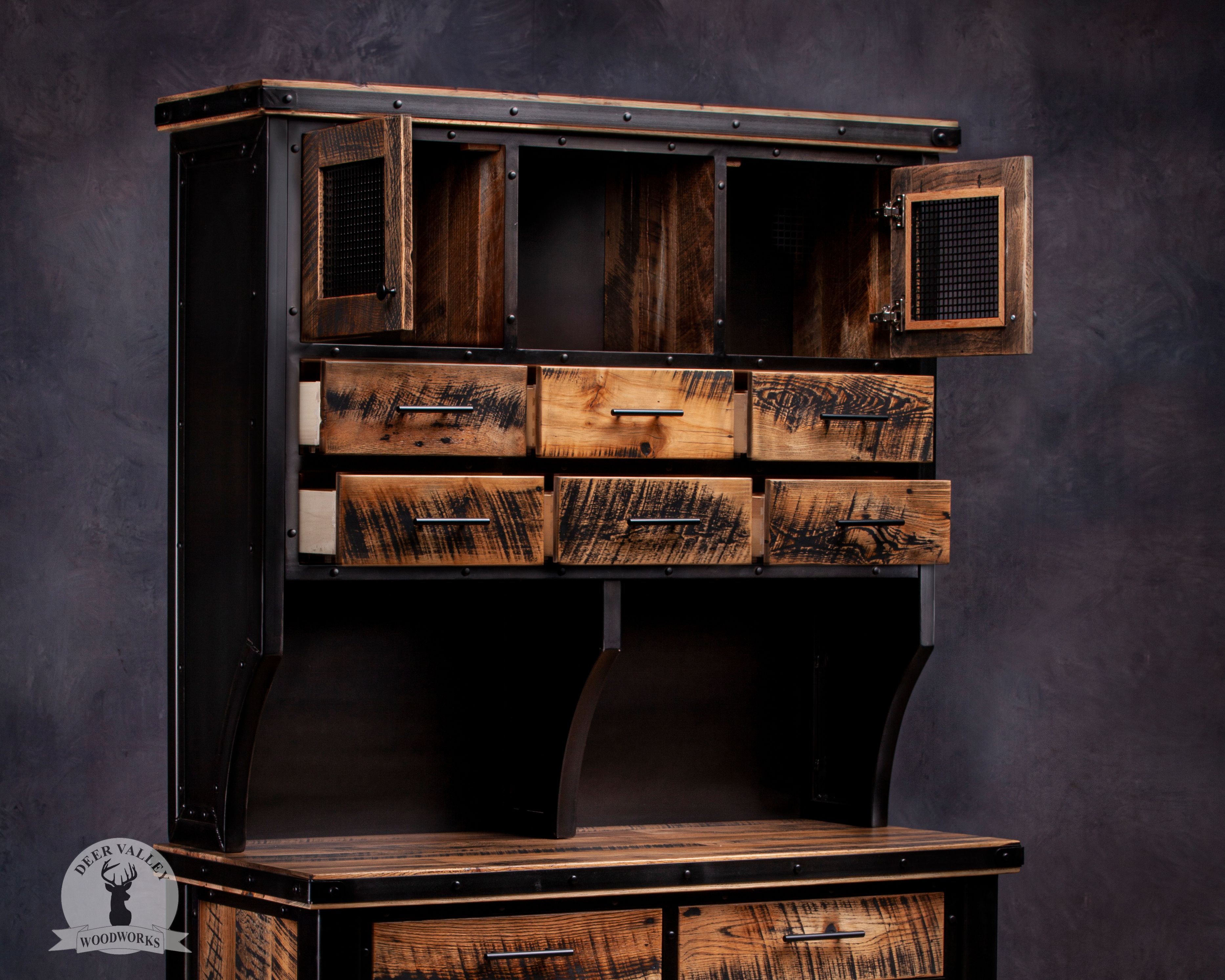 Buy Hand Made Hutch, Industrial Credenza Hutch, Rustic Hutch, made to