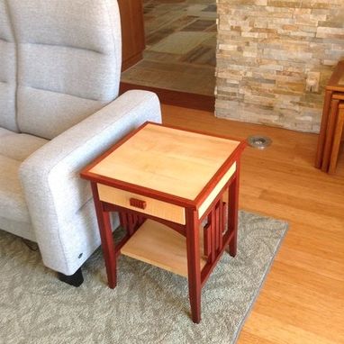 Custom Made Mindy's Padouk And Curly Maple End Tables