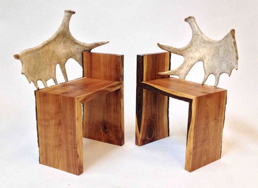Custom Made Antler Back Walnut Chairs
