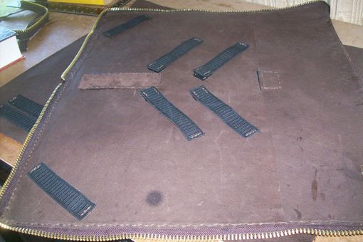 Custom Made Custom Leather Mason Apron Case With Clients Masonic Design In Weathered Color