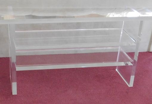 Custom Made Acrylic Console Entertainment Center With Shelves - Thick Acrylic Look - Hand Crafted Made To Order