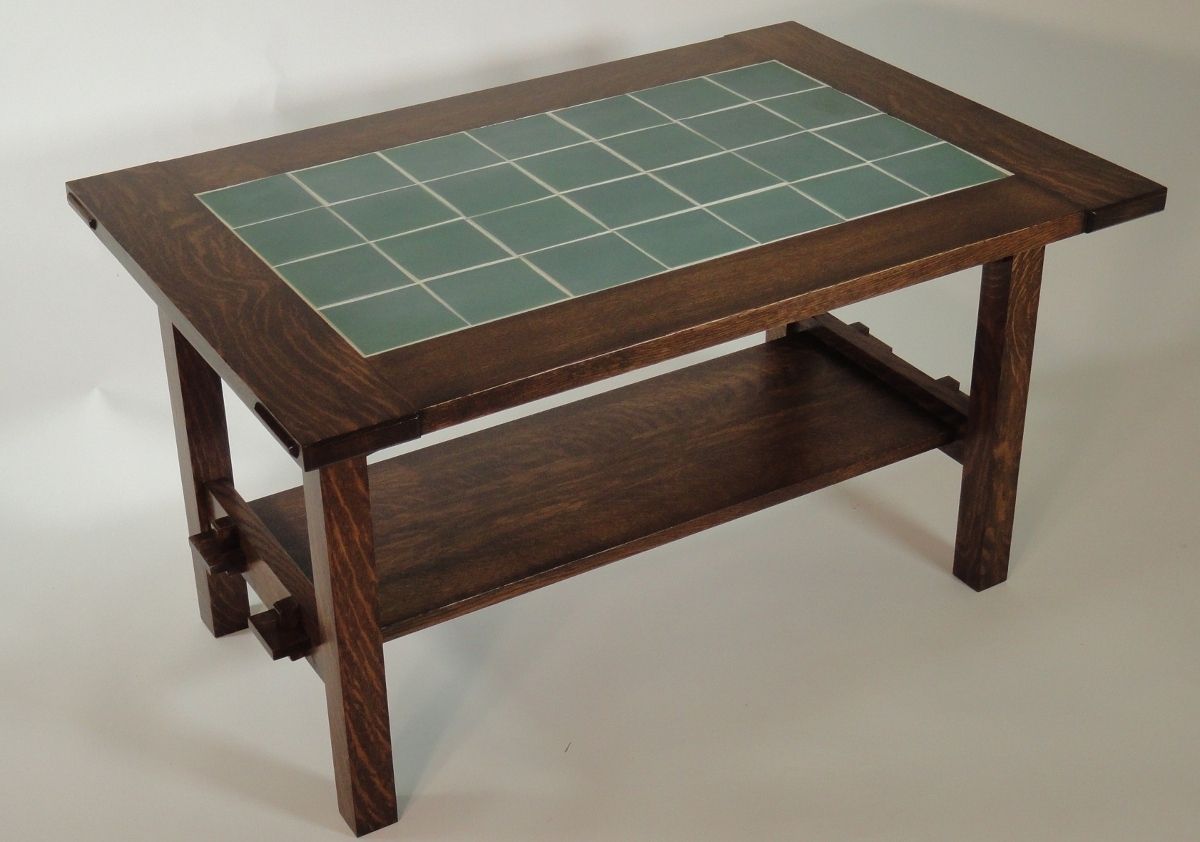 Handmade Mission Style White Oak And Tile Coffee Table by Mostly
