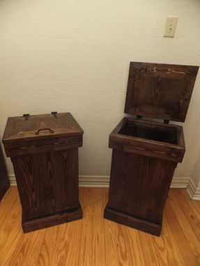 Custom Made Rustic Wood Trash Can
