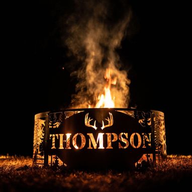 Custom Made Personalized Deer Scene Fire Pit Ring