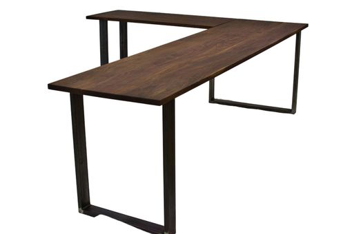 Custom Made Walnut L Desk, Wood Corner Desk, Elbow Desk, Handmade Desk, L Shaped Desk, Custom Desk, Solid Desk