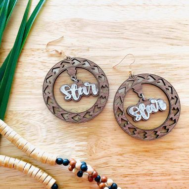 Custom Made Personalized Wood Earrings With 3d Name