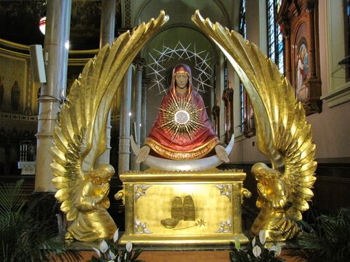 Custom Made Iconic Monstrance Of Our Lady Of The Sign, Ark Of Mercy.