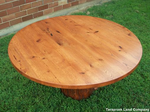 Custom Made 60" Oak Tree Stump Pedestal Dining Table