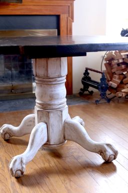 Custom Made Distressed Farmhouse Pedestal Walnut Dining Table