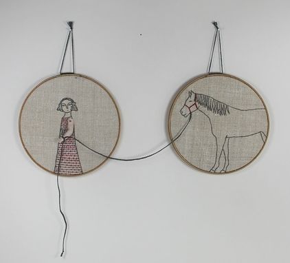 Custom Made Custom Embroidered Hoop Art