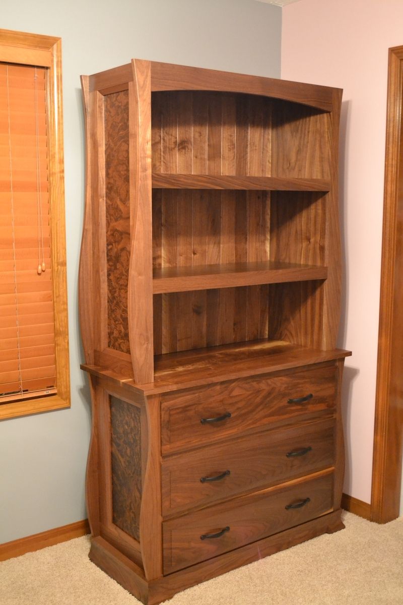 Custom Walnut Dresser With Bookcase By O Donnell Woodcraft