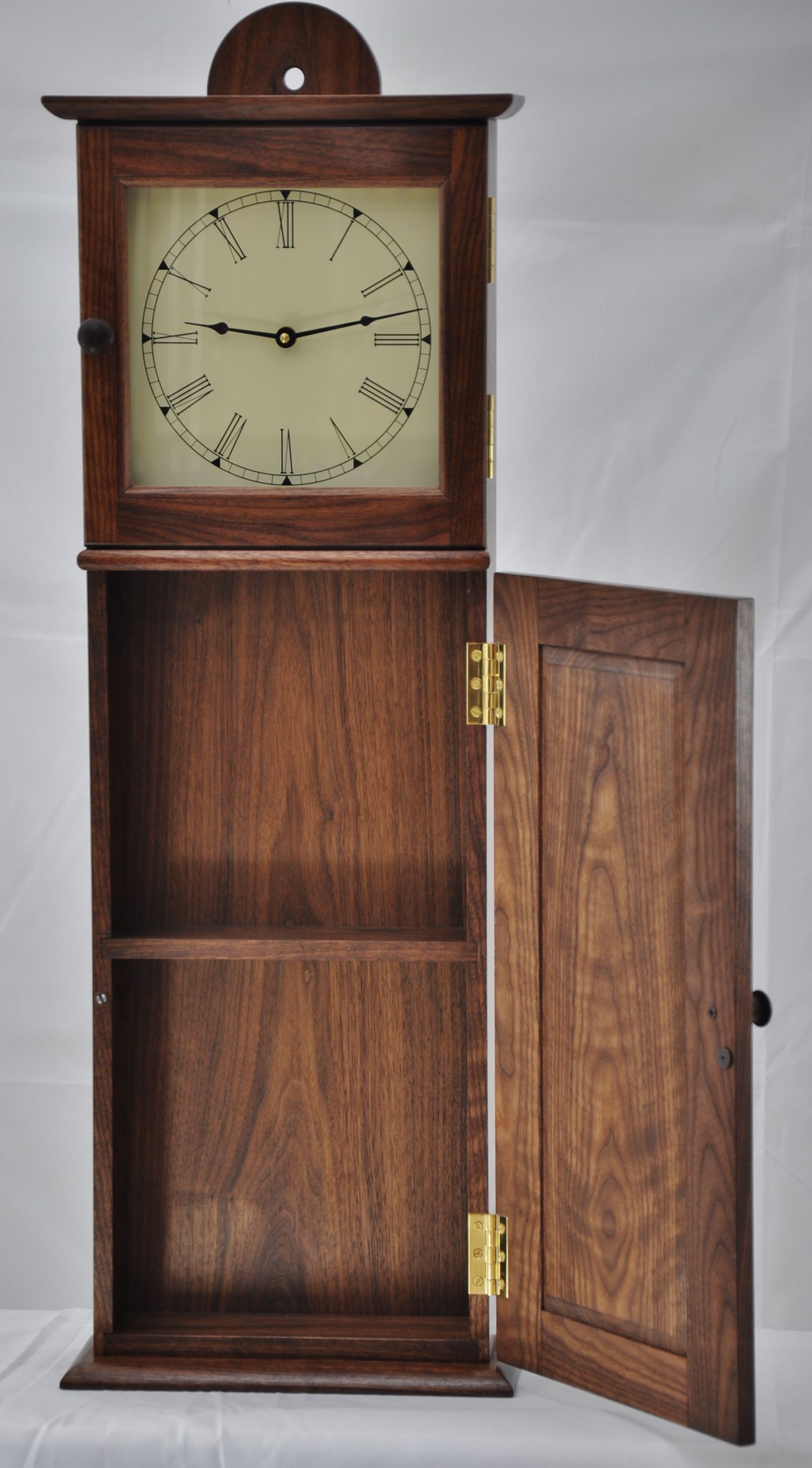 Hand Crafted Shaker Wall Clock In Figured Walnut by Winding River