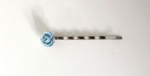 Custom Made Hair Pin With Blue Flower Cabochon