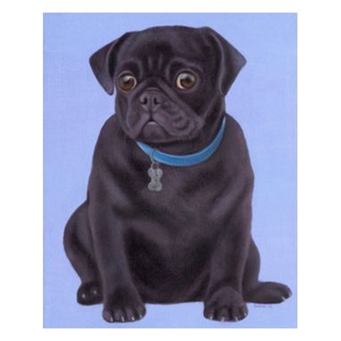 Custom Made Black Pug Painting - Original Oil Pet Portrait - Dog Painting - Dog Art - Pug Art
