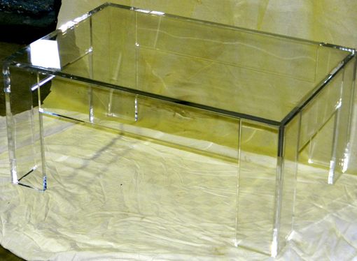 Custom Made Coffee Table With Flange- Hand Crafted, Custom Built - Standard In 3/4" Thick Clear Acrylic