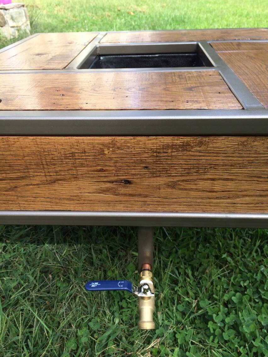 Buy Hand Crafted Patio Table With Built In Beer/Wine Trough, made to