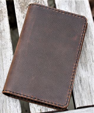 Custom Made Handmade Cover For Field Notes Card Wallet Scribo Horween Leather Football Brown