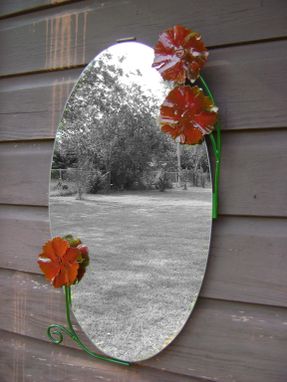 Custom Made Metal Mirror With Handmade Flowers 18"X30"