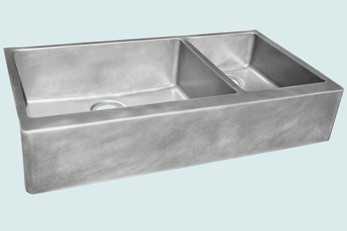 Hand Made Zinc Sink With Apron & 2 Bowls by Handcrafted Metal